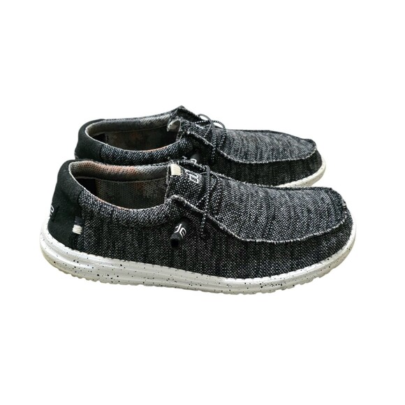 Hey Dude Wally Sox Shoes Mens Size 12 Black White Casual Slip Ons - Picture 5 of 10